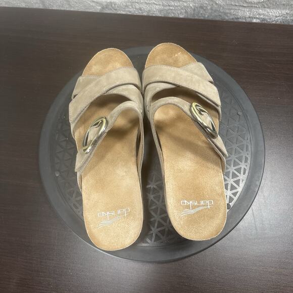 Dansko Womens Sz 10-10.5 Susie Brown Wedge Nubuck Leather Strappy Sandals - Picture 5 of 10